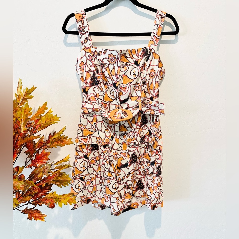 NWT House of Harlow 1960 Linen Floral Romper